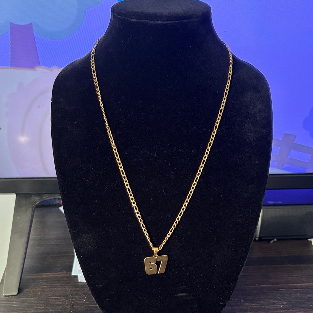 Gold Number Pendant Necklace